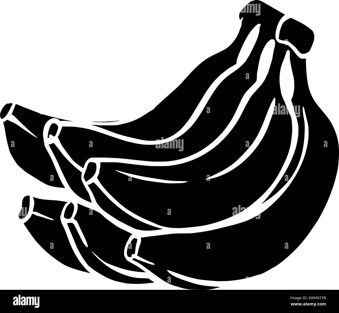 fruit illustration silhouette de nourriture tropical logo banane icône arbre contour plante nature jardin vert mûr organique saine forme de ferme naturelle bouquet grandir Illustration de Vecteur