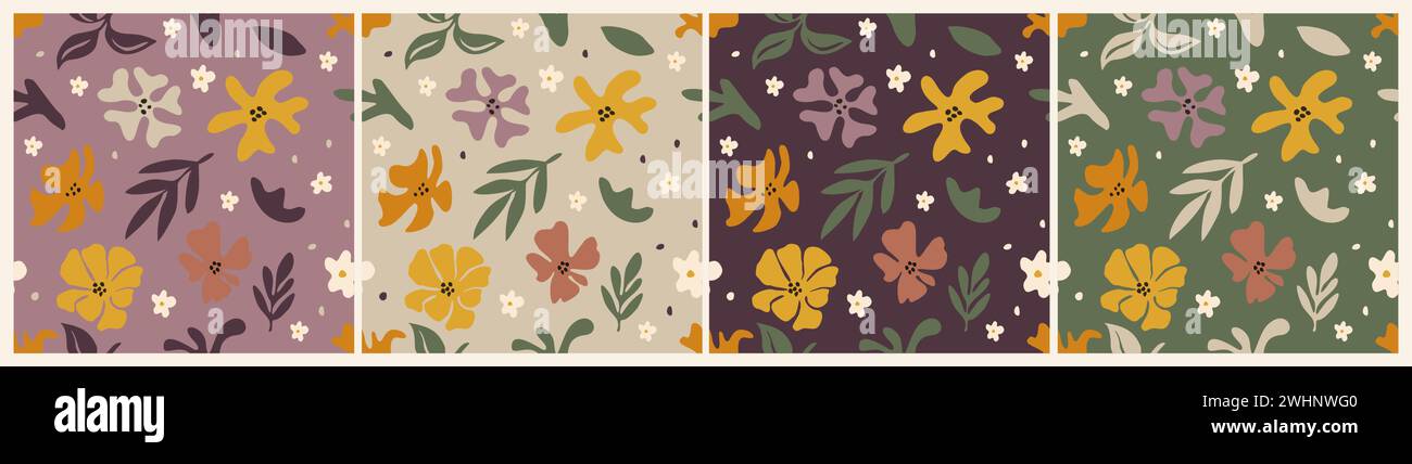 Vecteur de modèle sans couture de style rétro floral à la mode. Illustration de Vecteur