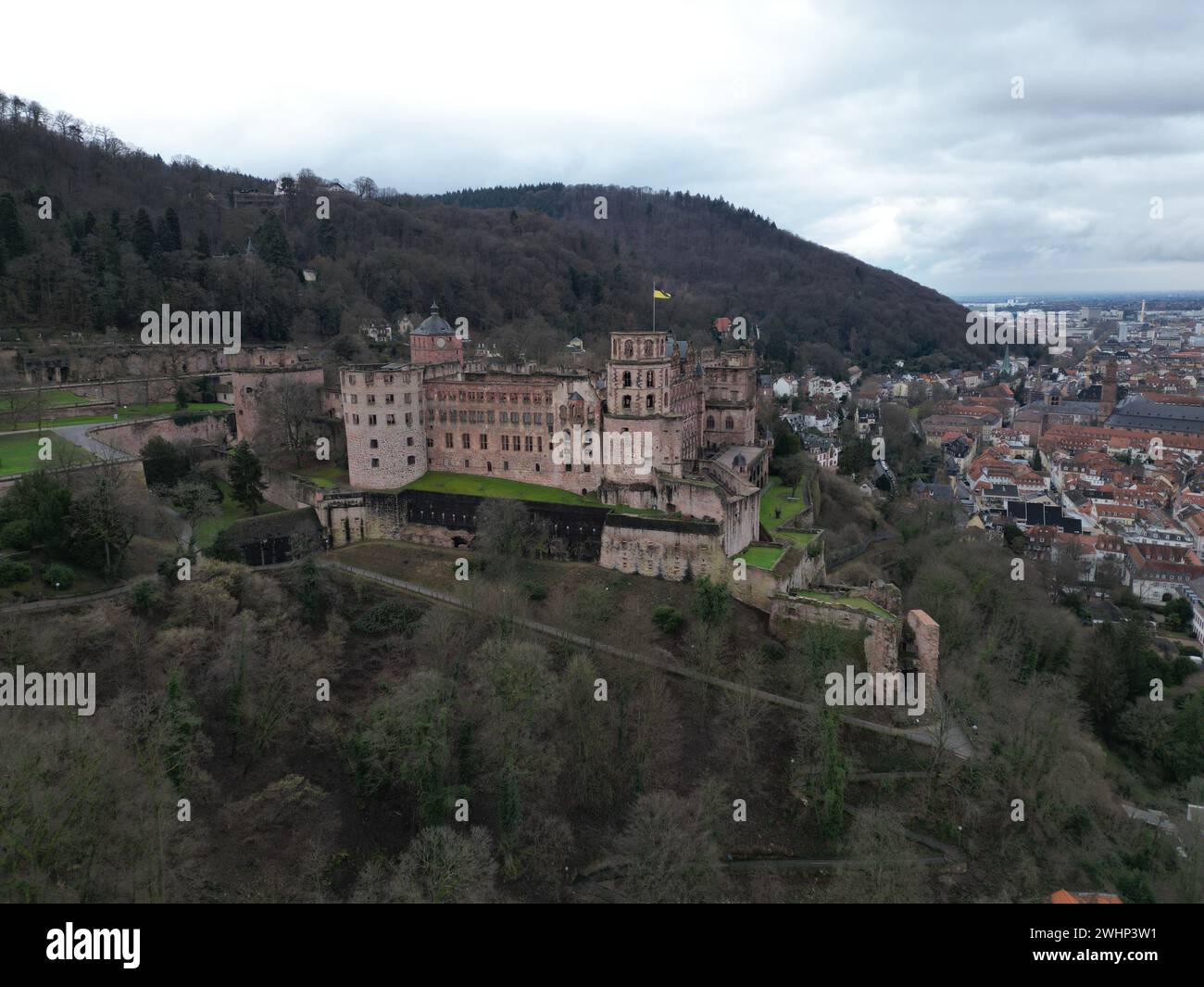 Vue aérienne du château de Heidelberg prise par un drone Banque D'Images