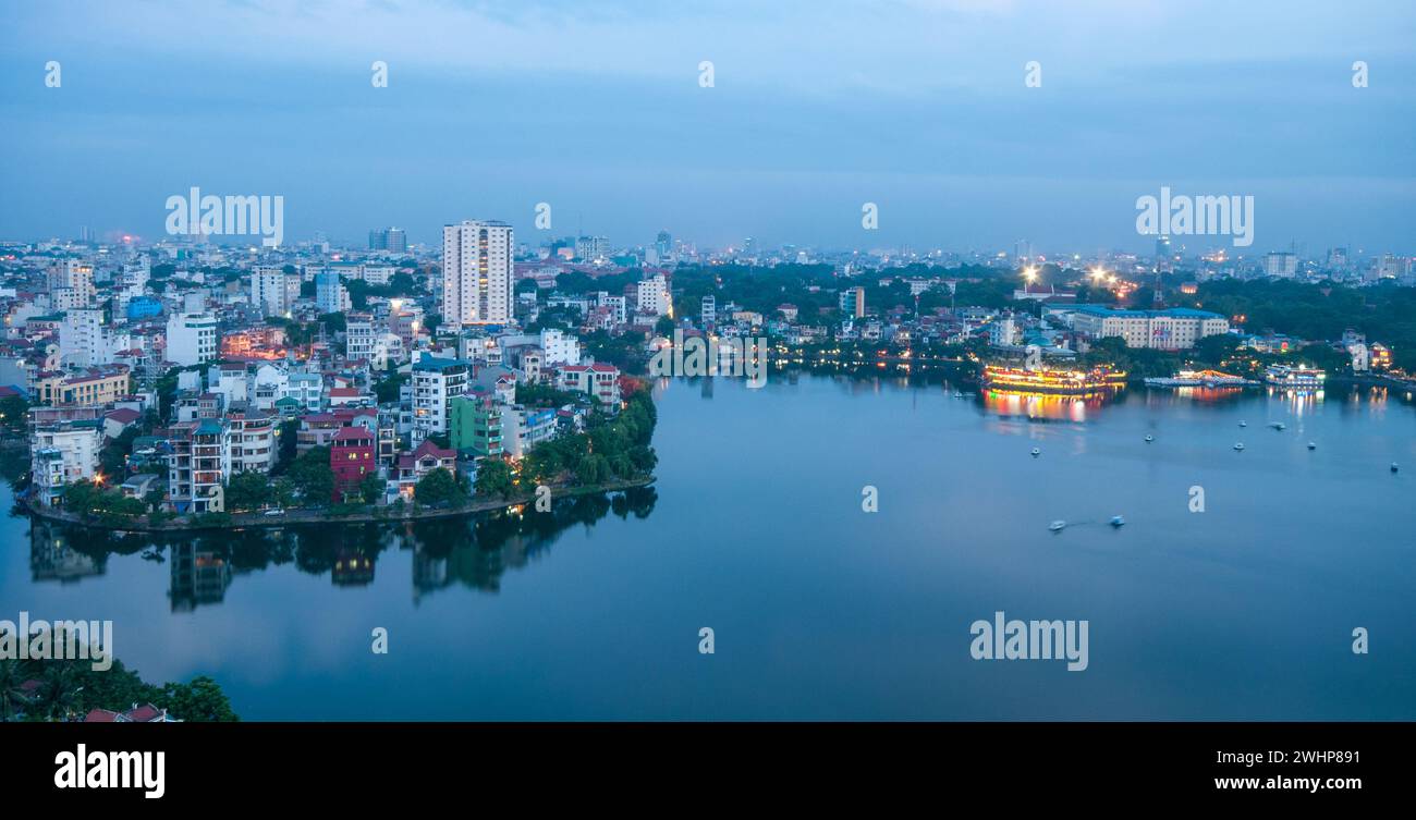 Vue de dessus du paysage urbain Skyline de la ville de Hanoi au Vietnam Banque D'Images