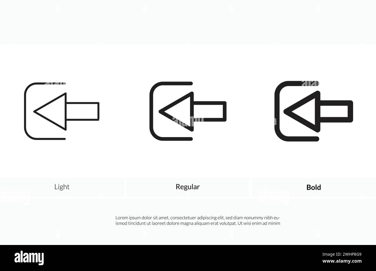 icône flèche vers la gauche. Design léger, régulier et gras Illustration de Vecteur
