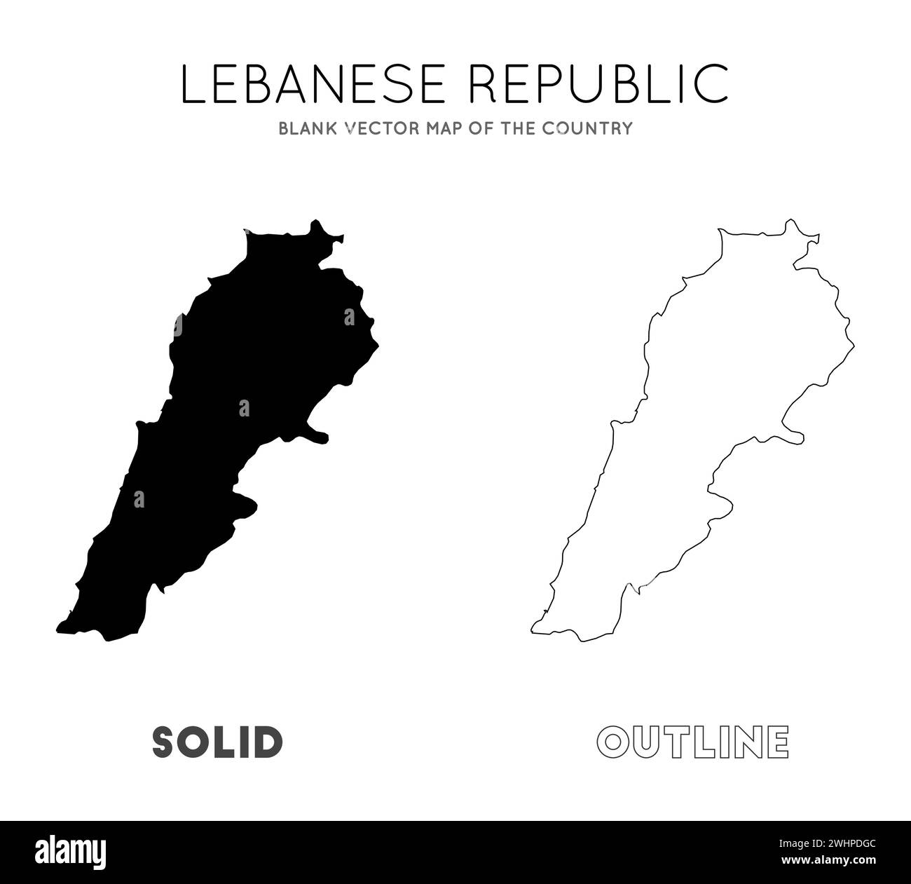 Carte du Liban. Carte vectorielle vierge du pays. Frontières du Liban pour votre infographie. Illustration vectorielle. Illustration de Vecteur