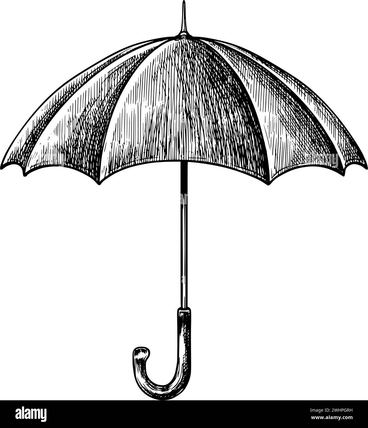 Illustration d'esquisse vectorielle vintage de parapluie Illustration de Vecteur