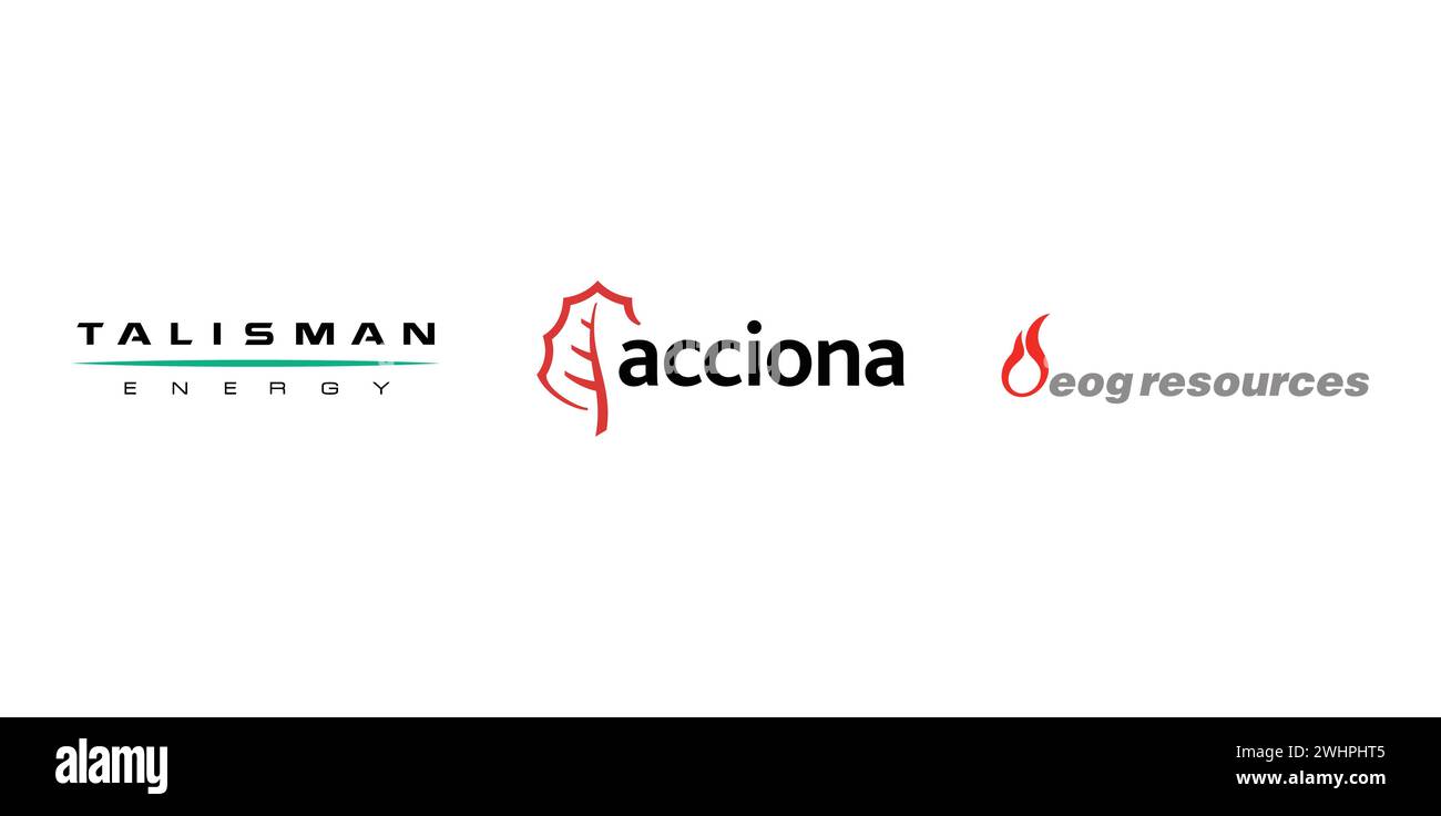 Acciona,m Talisman Energy, EOG Resources. Icône de marque éditoriale Vector. Illustration de Vecteur