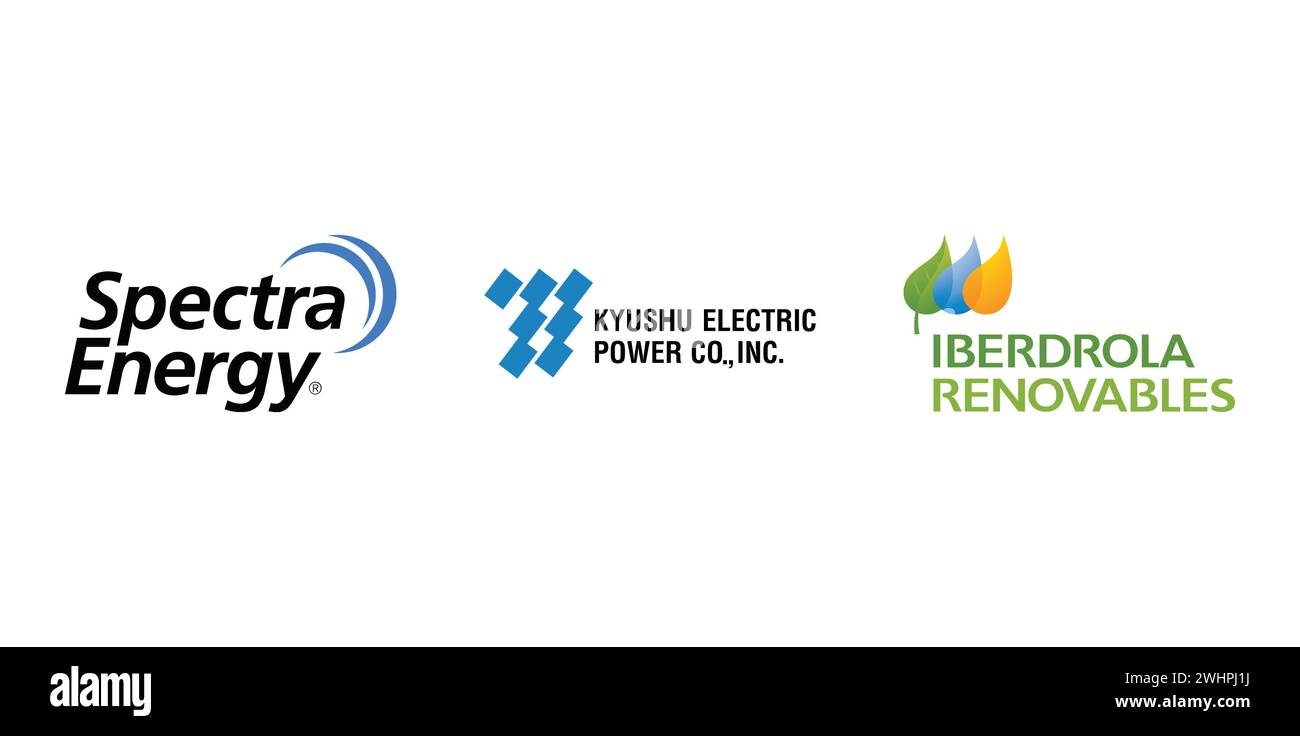 Iberdrola Renovables, Spectra Energy , Kyushu Electric Power. Icône de marque éditoriale Vector. Illustration de Vecteur