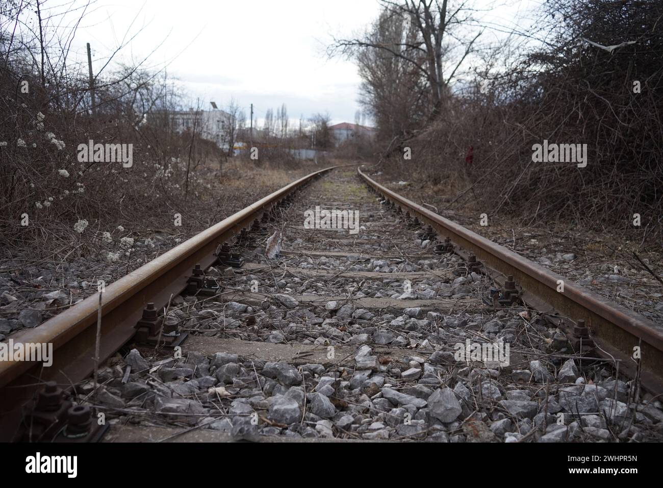 Photo d'une ancienne voie ferrée abandonnée Banque D'Images