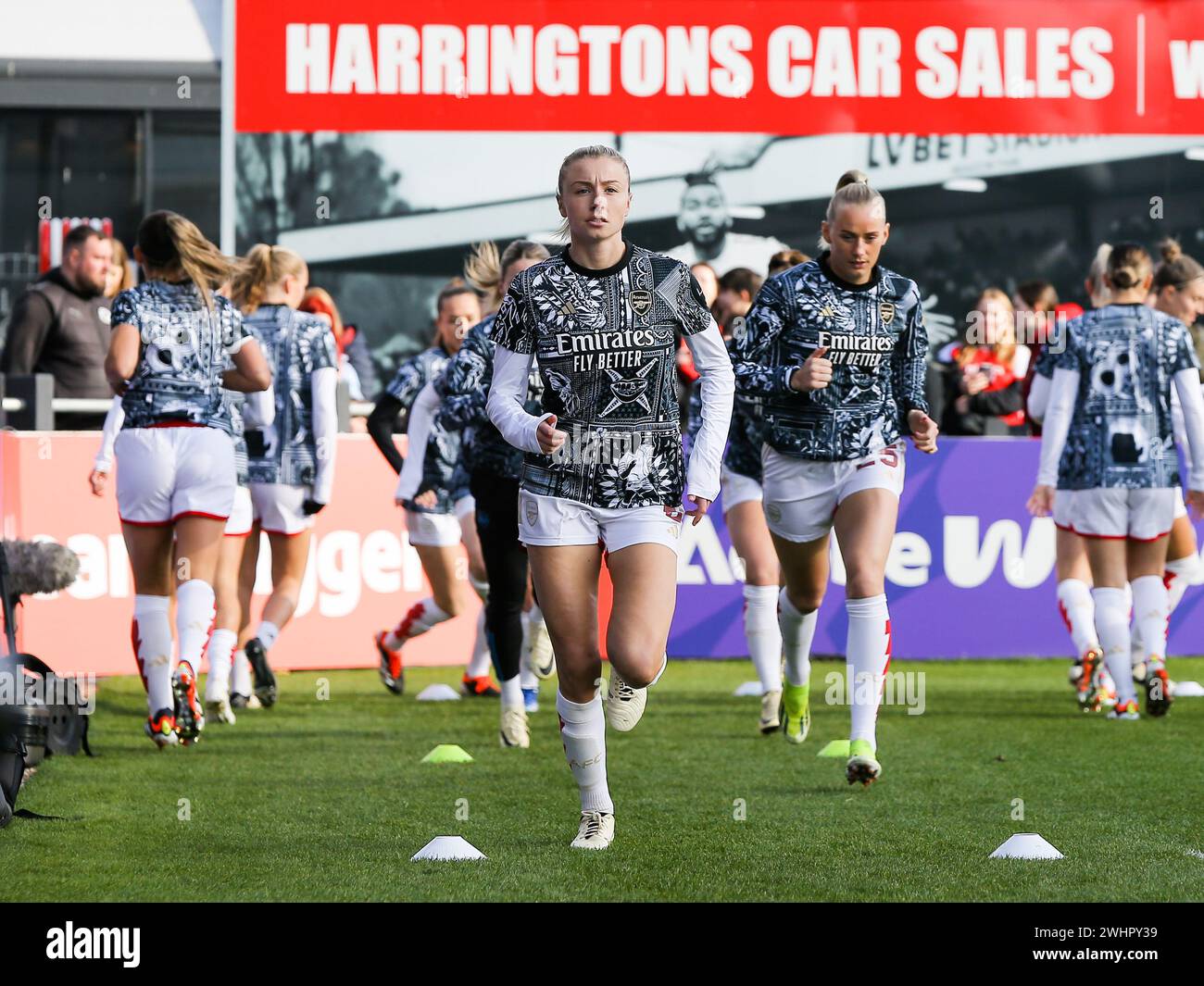 Borehamwood, Royaume-Uni. 11 février 2024. Borehamwood, Angleterre, 11 février 2024 : Leah Williamson (6e Arsenal) devant le match de la FA Cup entre Arsenal et Manchester City au Mangata Pay UK Stadium (Meadow Park) à Borehamwood, en Angleterre. (Jay Patel/SPP) crédit : photo de presse sportive SPP. /Alamy Live News Banque D'Images