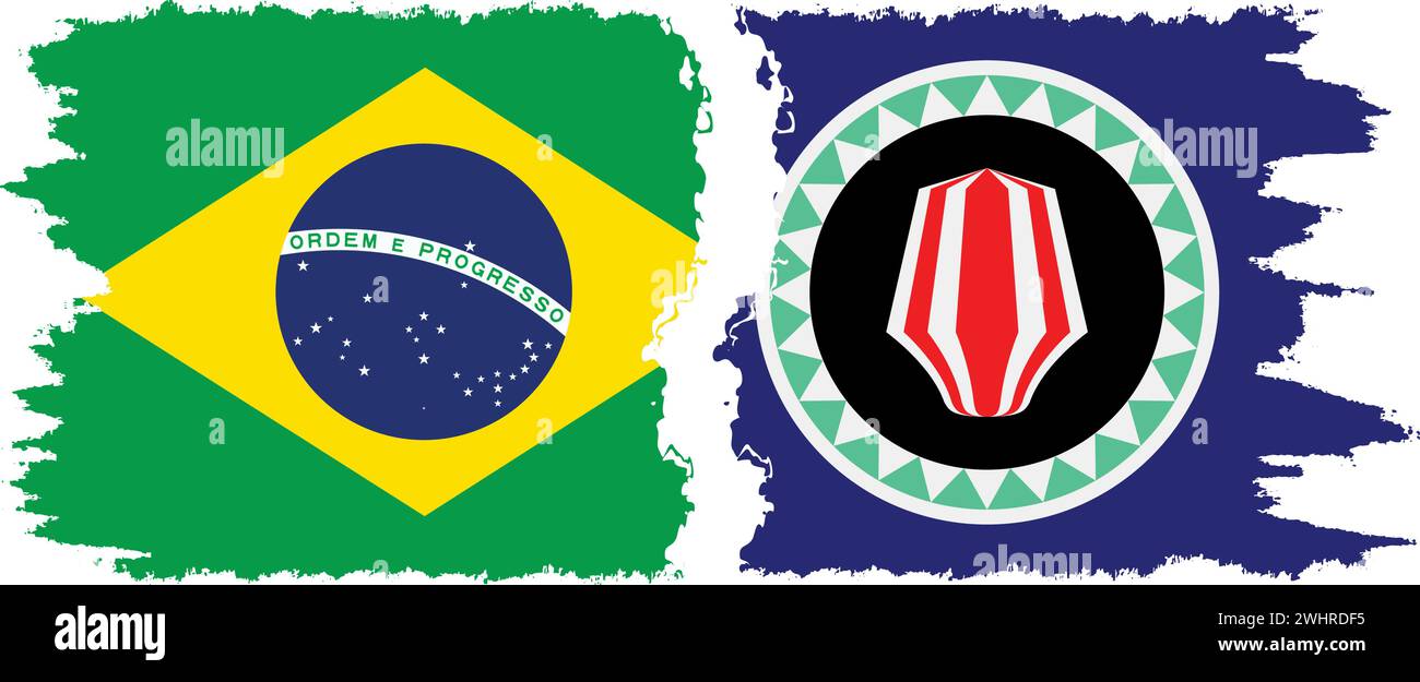 Bougainville et Brésil grunge drapeaux connexion, vecteur Illustration de Vecteur