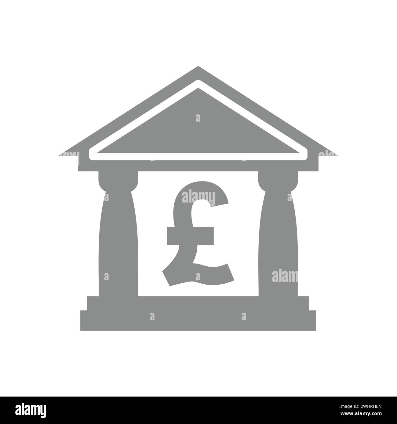 Icône de vecteur de bâtiment de banque. Livre sterling et symbole financier. Illustration de Vecteur
