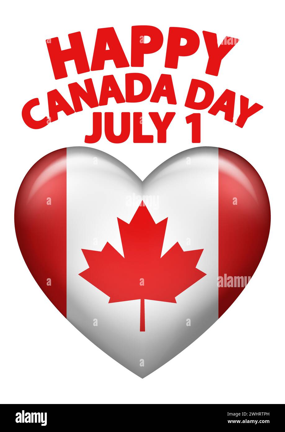 Drapeau canadien en forme de coeur, icône ou élément de design pour la fête du Canada, illustration vectorielle Illustration de Vecteur