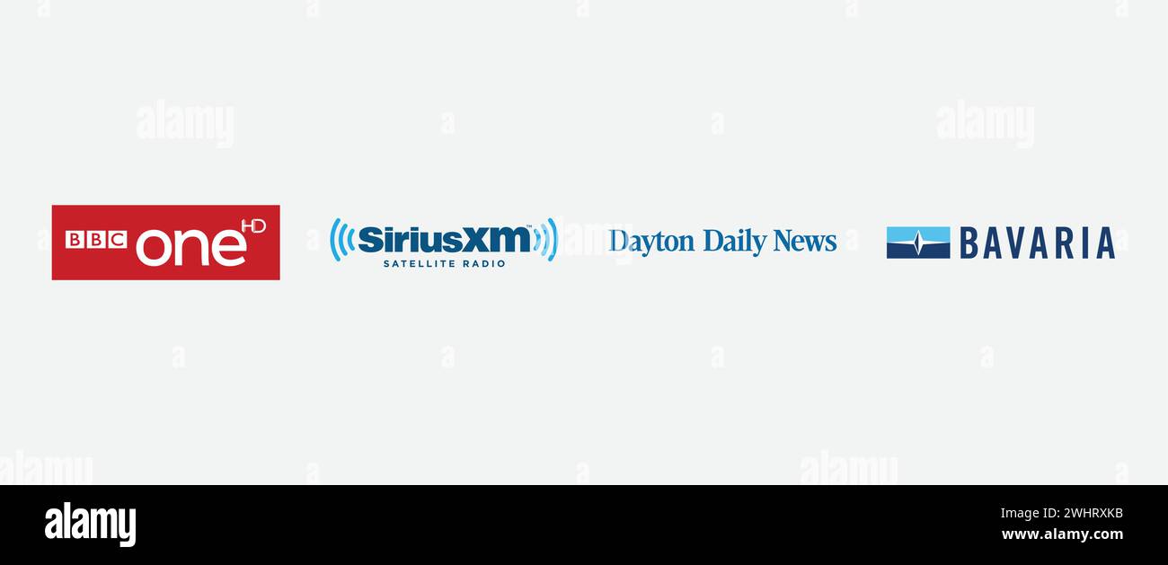 Dayton Daily News, BBC One HD, Bavaria Yachtbau, Sirius XM Radio. Illustration vectorielle, logo éditorial. Illustration de Vecteur