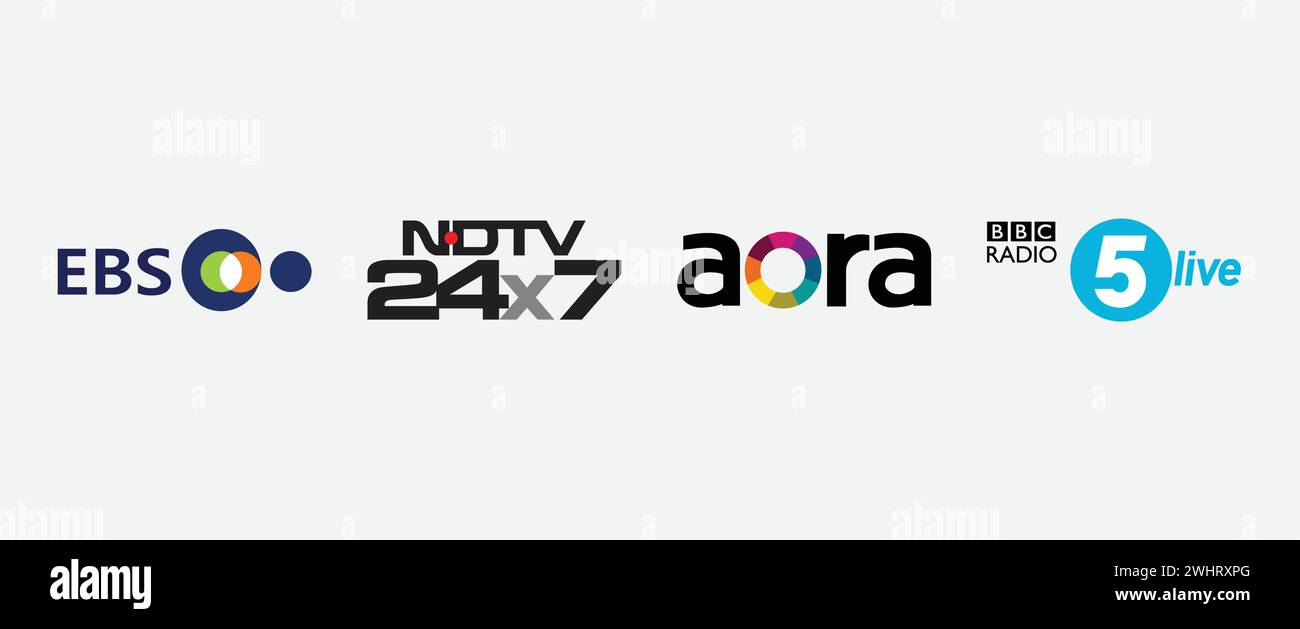 NDTV 24X7, Aora TV, EBS, BBC Radio 5. Illustration vectorielle, logo éditorial. Illustration de Vecteur