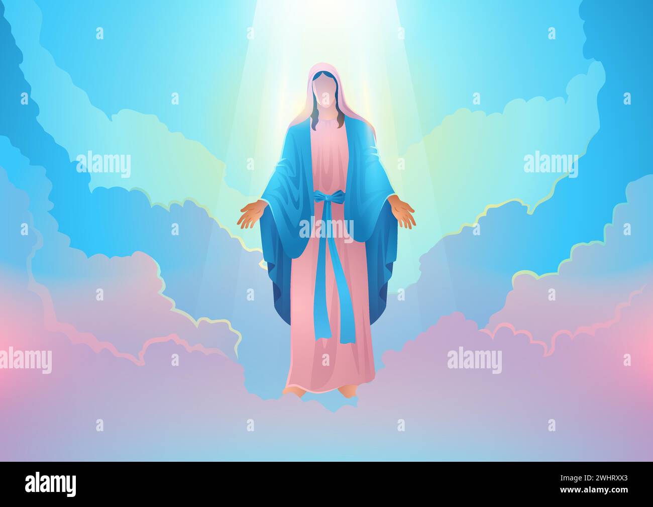 Série d'illustrations vectorielles de religion, Fête de l'Assomption de la Vierge Marie Illustration de Vecteur