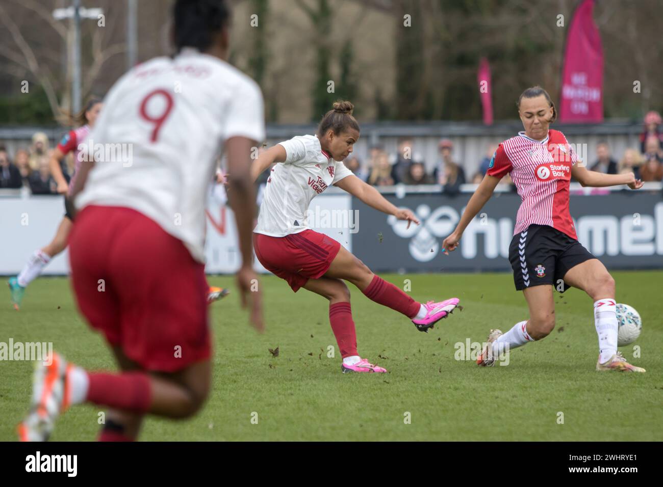 Eastleigh, Royaume-Uni. 11 février 2024. Nikita Parris (22 Man Utd) en action lors du match Adobe Womens FA Cup entre Southampton et Manchester United au Silverlake Stadium, Eastleigh. (Tom Phillips/SPP) crédit : photo de presse sportive SPP. /Alamy Live News Banque D'Images