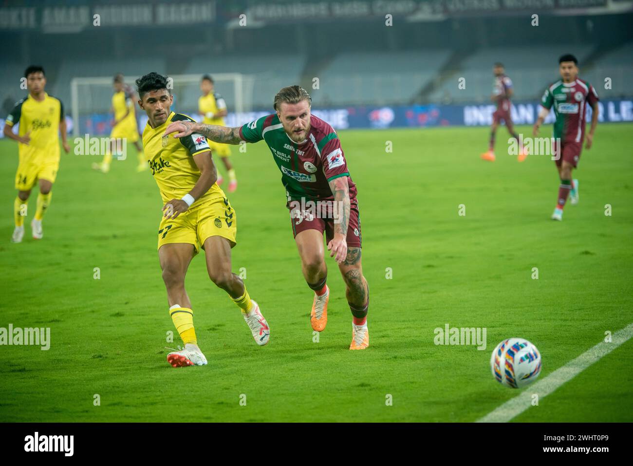 Kolkata, Inde. 10 février 2024. Mohunbagan Super Giants de Kolkata remporte de manière louable contre Hyderabad Football Club par 2-0 au stade Salt Lake en ISL 2023-24. (Crédit image : © Amlan Biswas/Pacific Press via ZUMA Press Wire) USAGE ÉDITORIAL SEULEMENT! Non destiné à UN USAGE commercial ! Banque D'Images