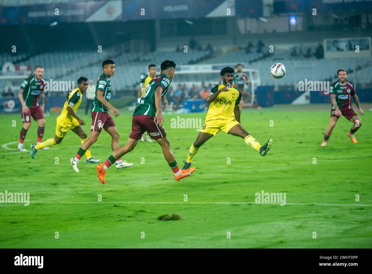 Kolkata, Inde. 10 février 2024. Mohunbagan Super Giants de Kolkata remporte de manière louable contre Hyderabad Football Club par 2-0 au stade Salt Lake en ISL 2023-24. (Crédit image : © Amlan Biswas/Pacific Press via ZUMA Press Wire) USAGE ÉDITORIAL SEULEMENT! Non destiné à UN USAGE commercial ! Banque D'Images