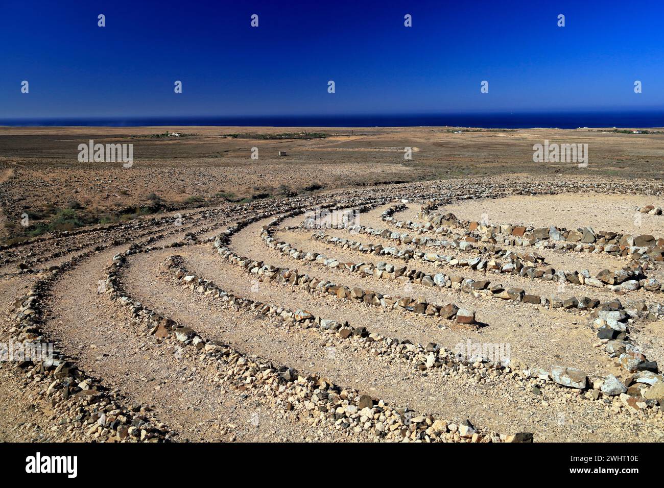 Labyrinthe de Wolf Patton, près d'El Cotillo, Fuerteventura, Îles Canaries, Espagne. Banque D'Images