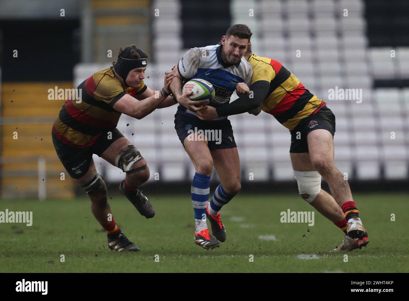 Darlington, Royaume-Uni. 10 février 2024. LOI Garry de Darlington Mowden Park sur l'attaque lors du match de division nationale 1 entre Darlington Mowden Park et Richmond au Darlington Arena, Darlington le samedi 10 février 2024. (Photo : Mark Fletcher | mi News) crédit : MI News & Sport /Alamy Live News Banque D'Images