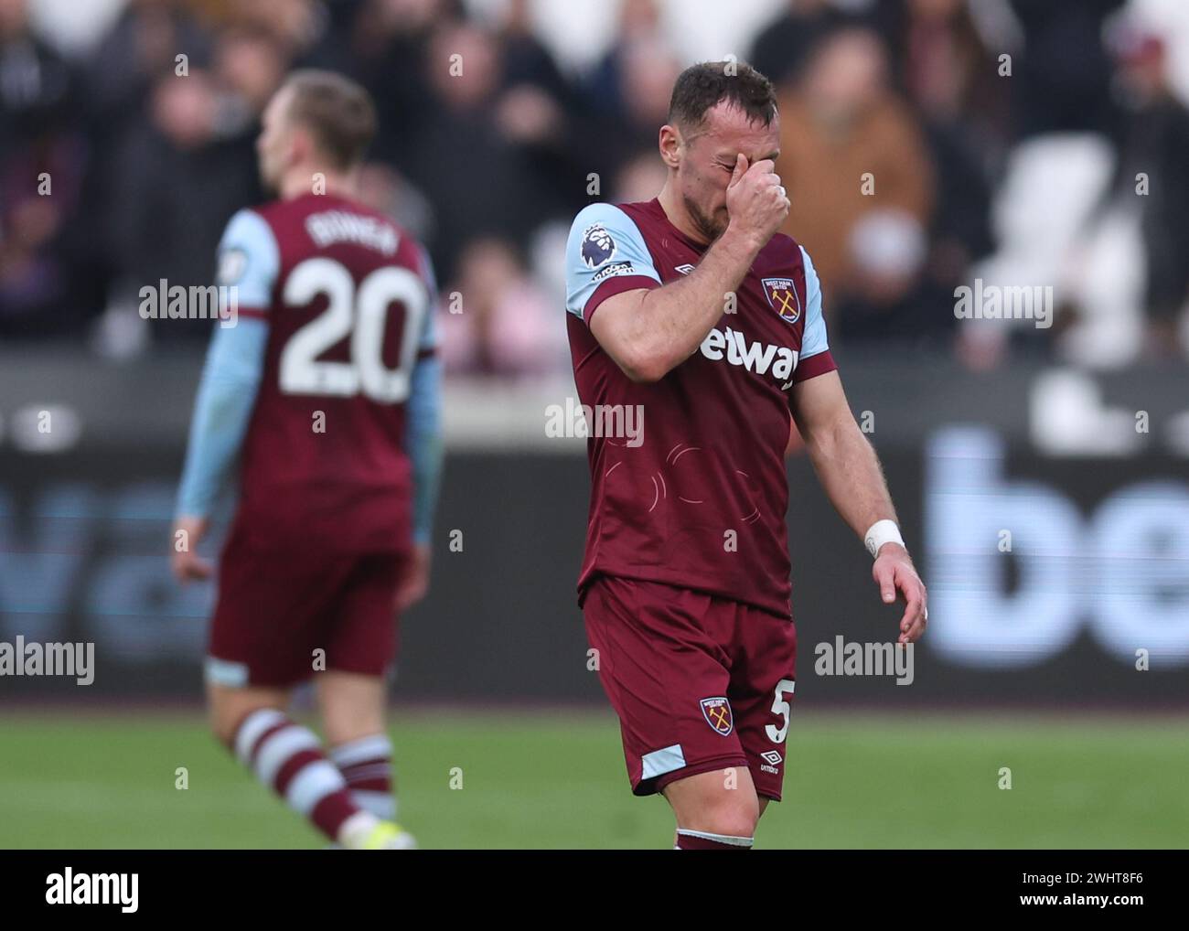 Londres, Royaume-Uni. 11 février 2024. Vladimir Coufal de West Ham United a été abattu lors du match de premier League au stade de Londres. Le crédit photo devrait se lire comme suit : David Klein/Sportimage crédit : Sportimage Ltd/Alamy Live News Banque D'Images