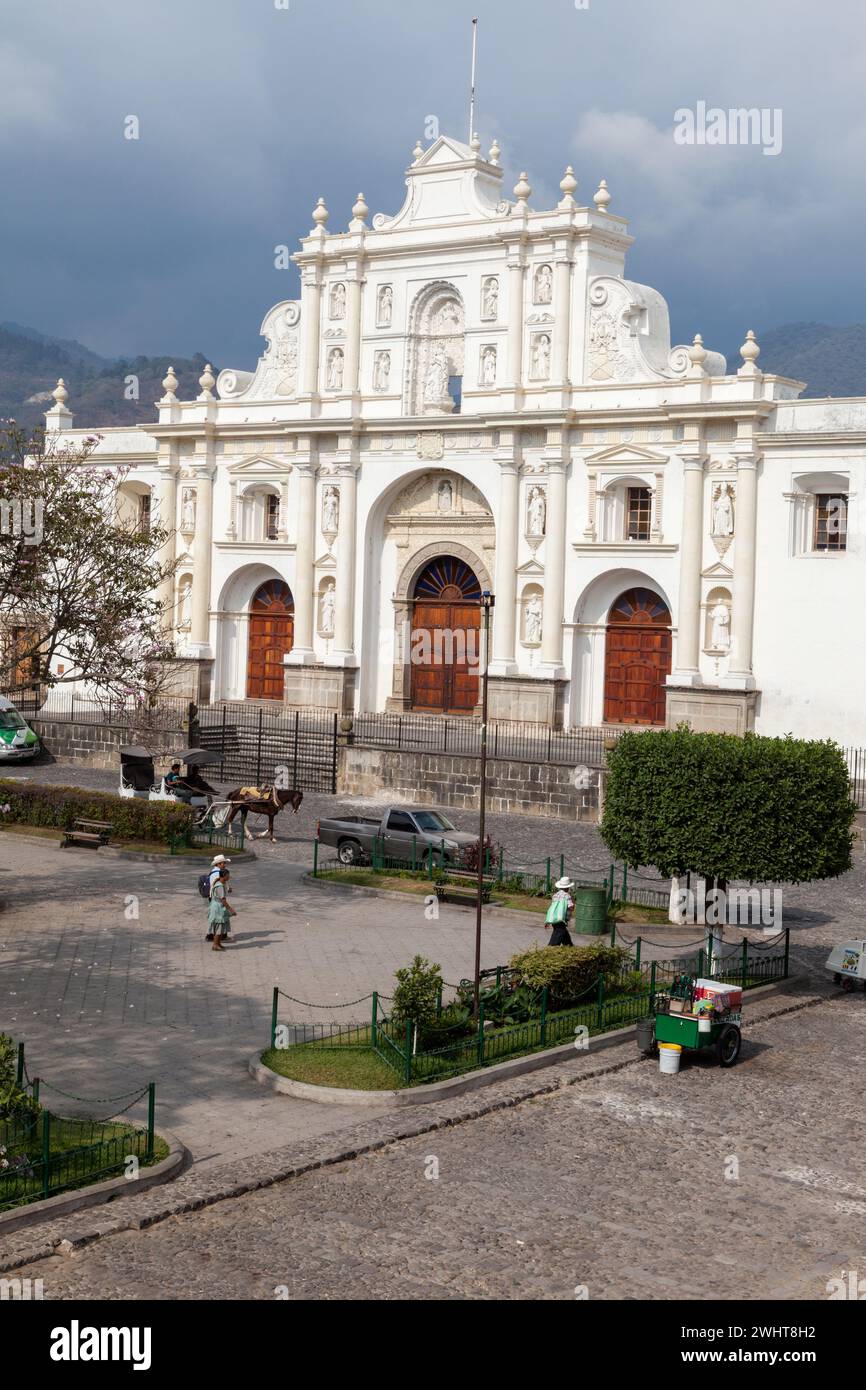 Antigua, Guatemala. Cathédrale de San José, Plaza de Armas. Banque D'Images