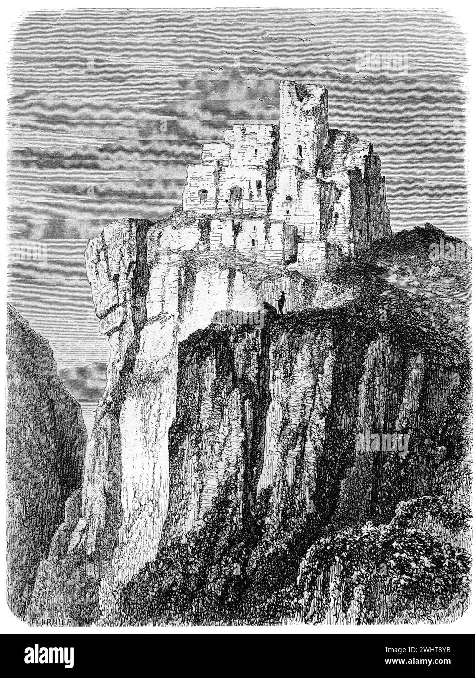 Ruines du château de Regenstein près de Blankenburg Saxe-Anhalt Allemagne. Gravure vintage ou historique ou illustration 1863 Banque D'Images