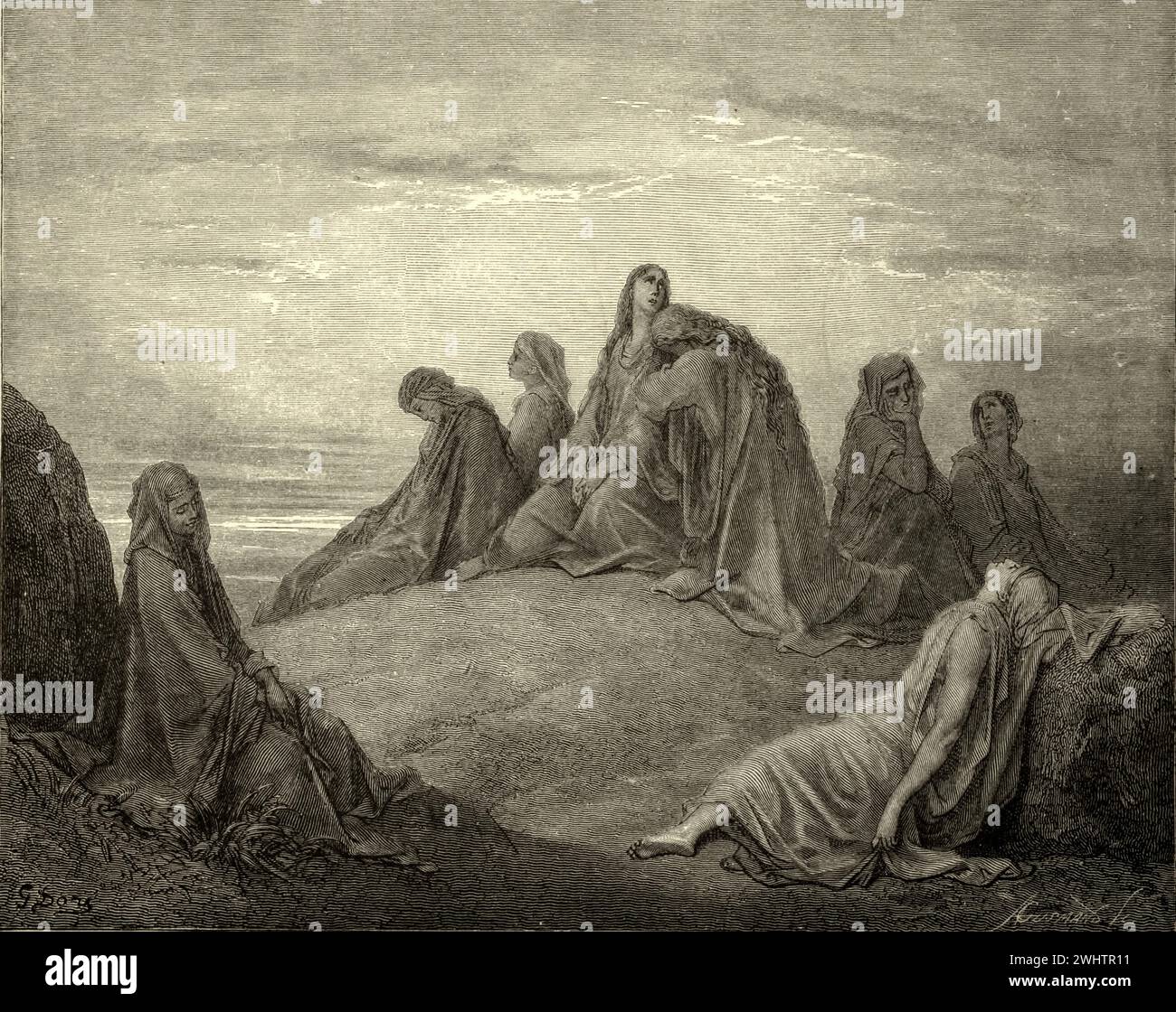La Bible -Jephthah fille et ses compagnons par Gustave Dorè Banque D'Images
