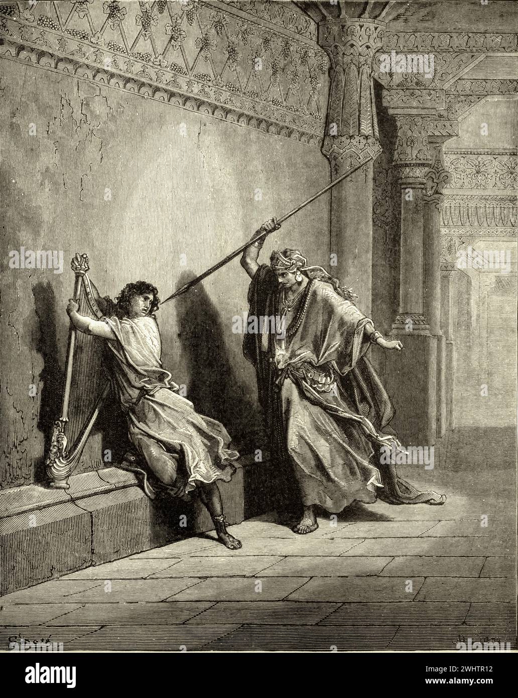 La Bible -âme et David par Gustave Dorè Banque D'Images