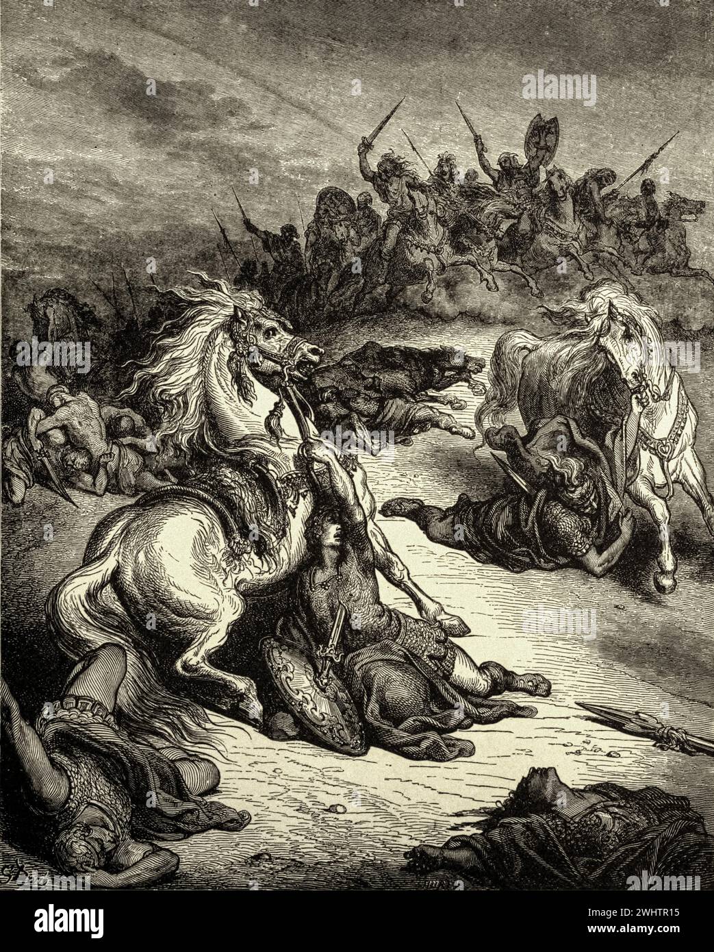 La Bible - mort de Saul par Gustave Dorè Banque D'Images