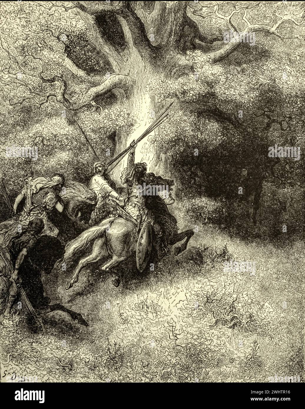 La Bible - la mort d'Absalom par Gustave Dorè Banque D'Images