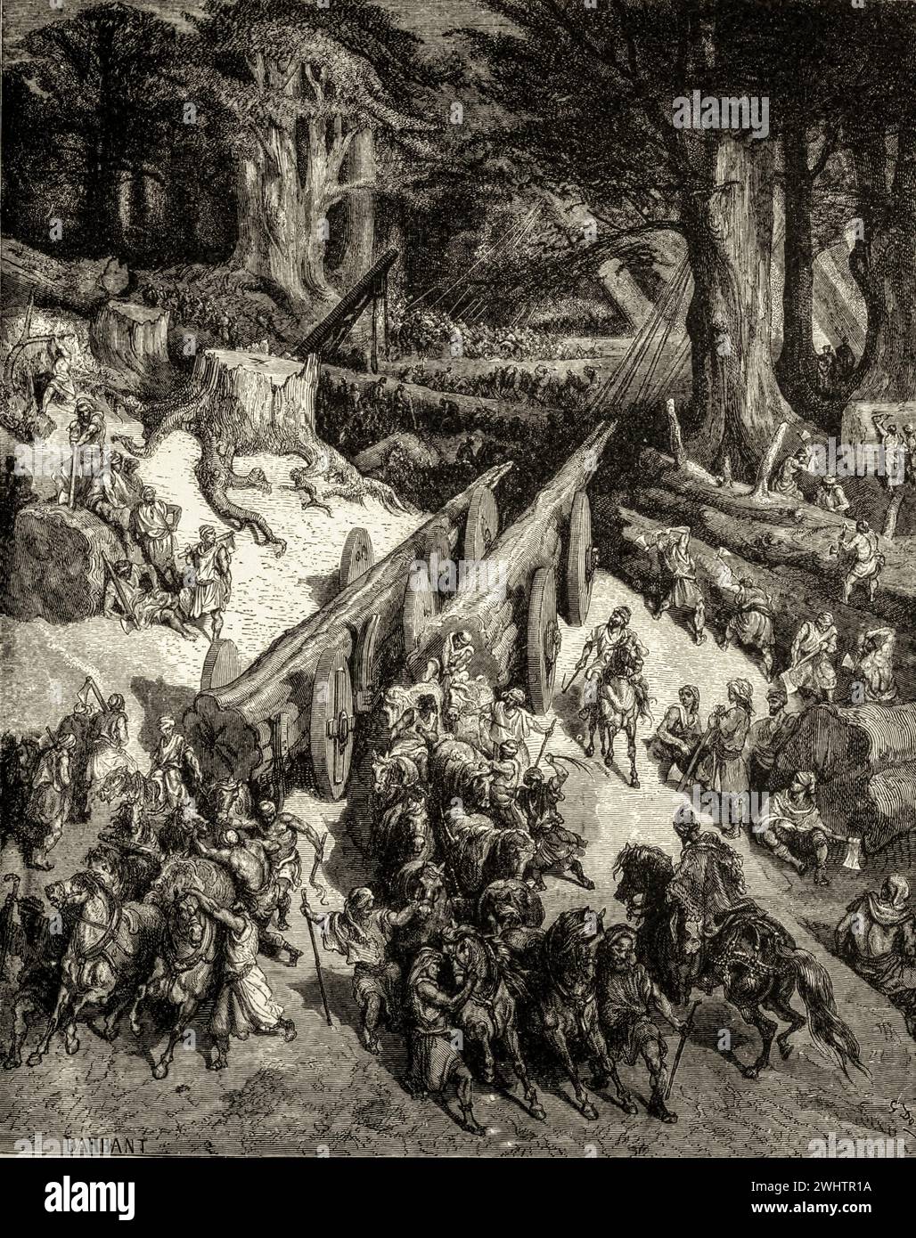 La Bible les cèdres destinés au temple - par Gustave Dorè Banque D'Images
