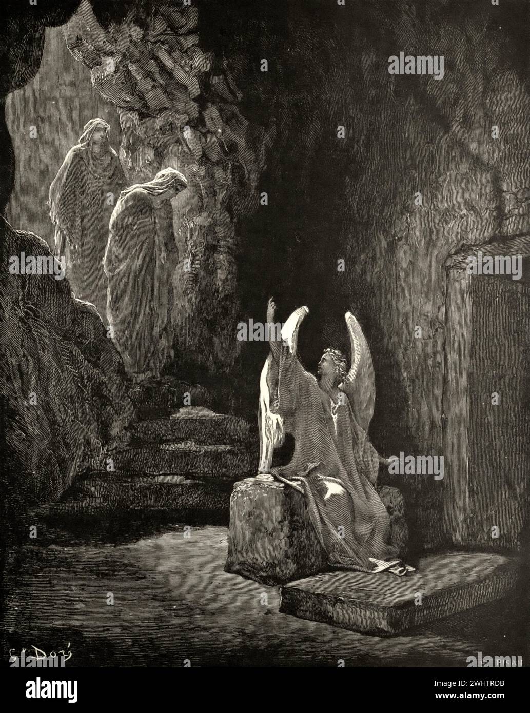 La Bible - l'ange au Sépulcre - par Gustave Dorè Banque D'Images