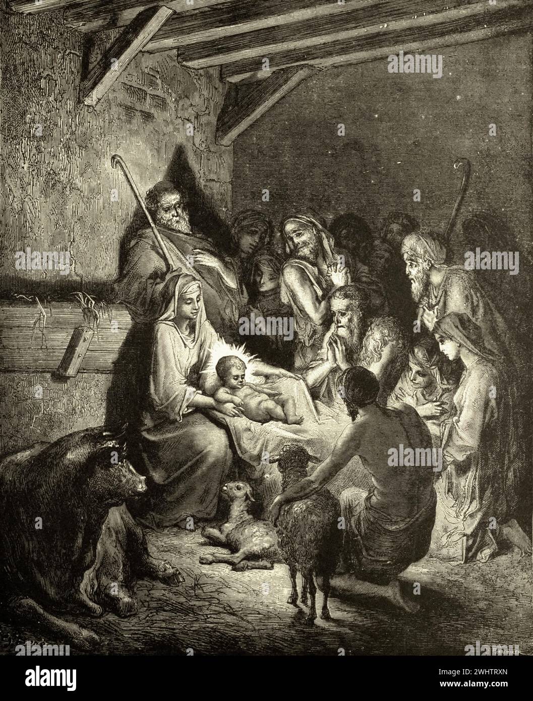 La Bible - la Nativité de Gustave Dorè Banque D'Images