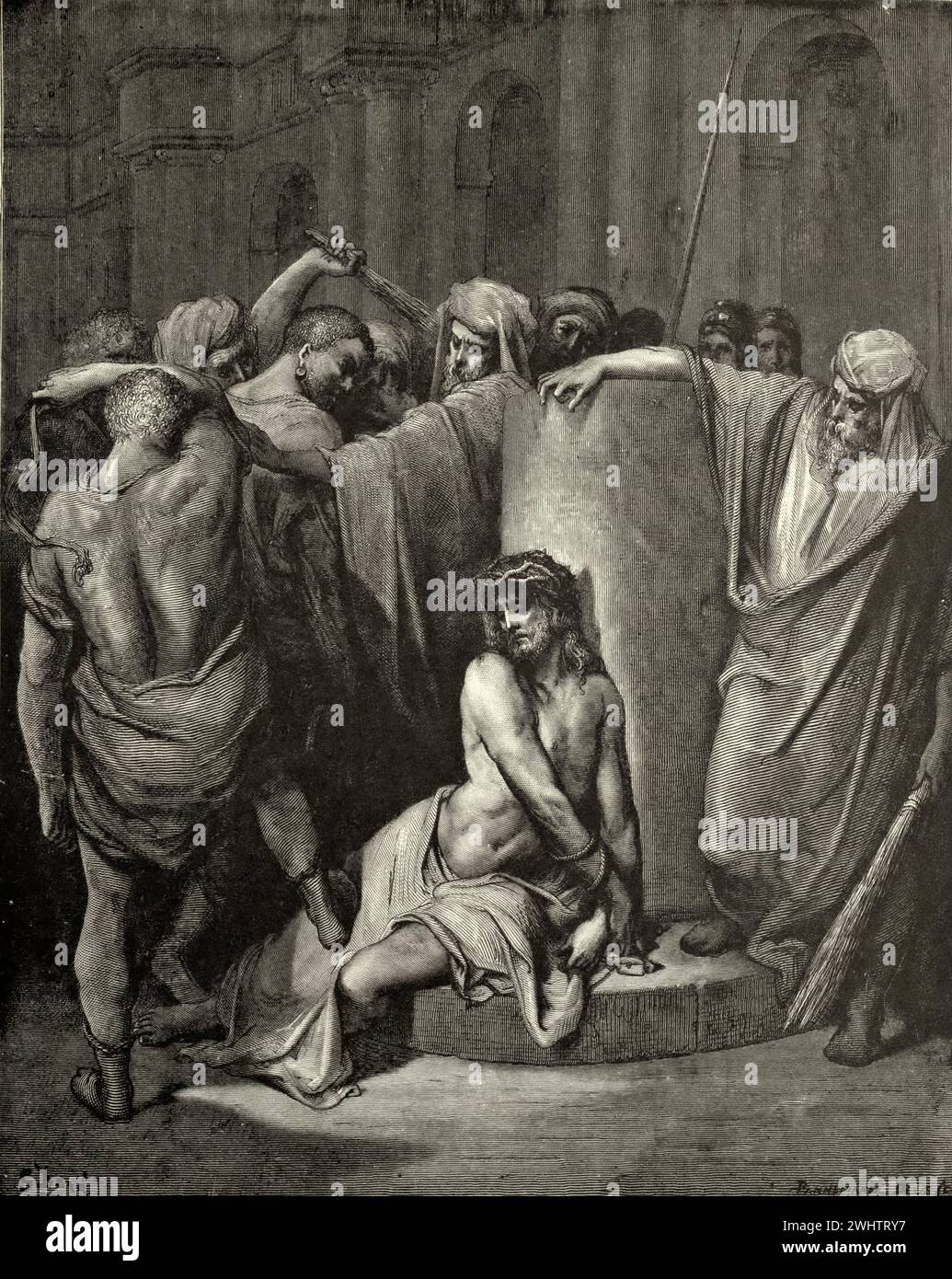 La Bible - la flagellation - de Gustave Dorè Banque D'Images