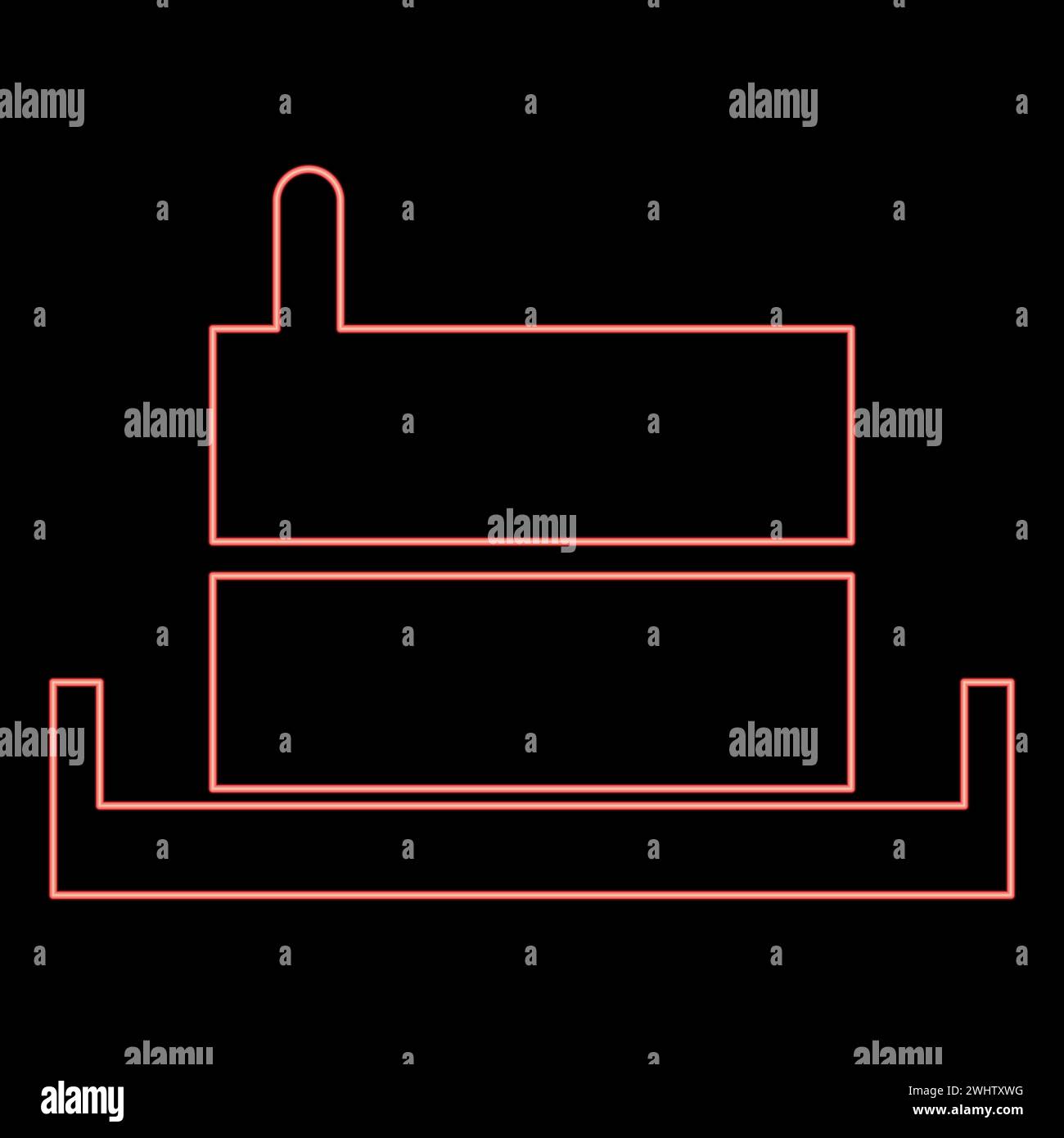 Néon Millstone manuel vieux moulin en pierre production de farine broyage grain avec support de poignée rouge illustration vectorielle image de style plat lumière Illustration de Vecteur