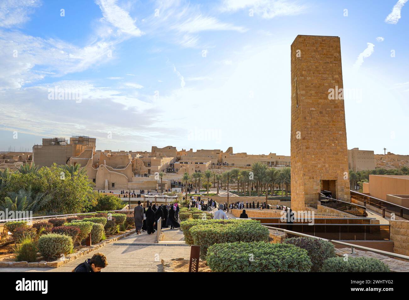 Riyad Arabie Saoudite 2 février 2023 : Al Diriyah ancienne capitale . Diriyah ruine at-turaif - culture saoudienne. Fête nationale Banque D'Images