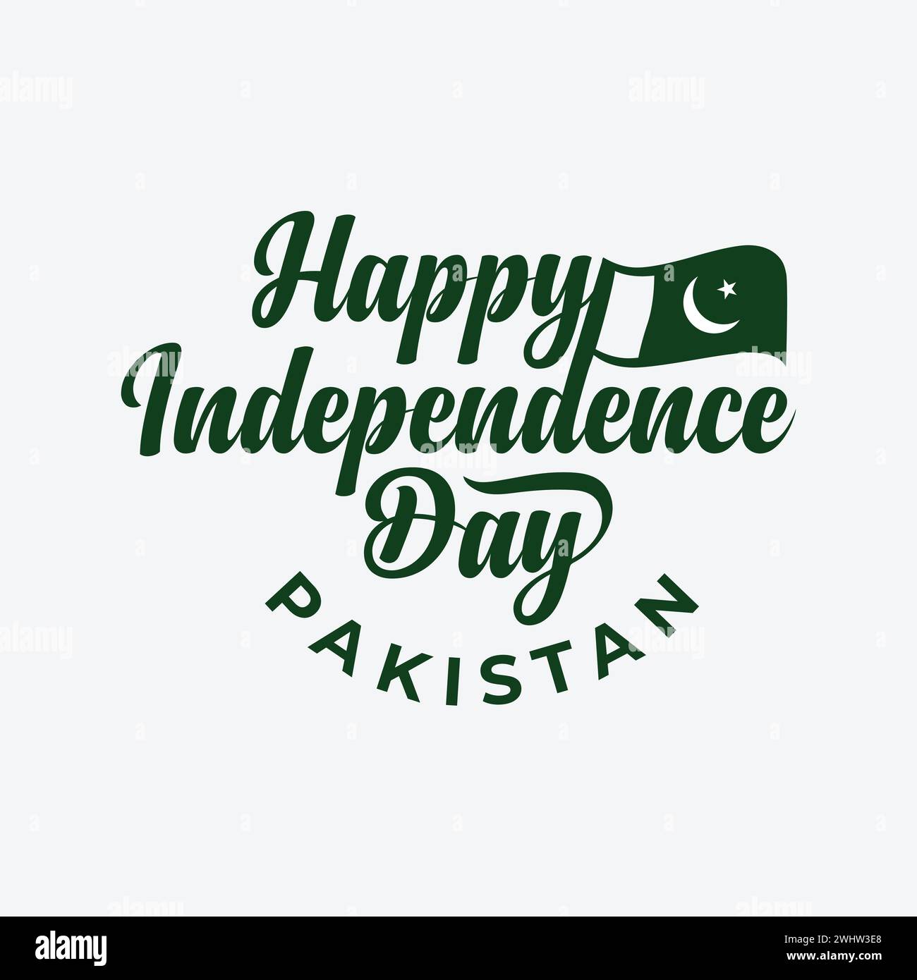 Joyeux jour de l'indépendance du Pakistan illustration vectorielle. Drapeau national du Pakistan isolé sur fond blanc. Typographie et lettrage du jour de l'indépendance Illustration de Vecteur