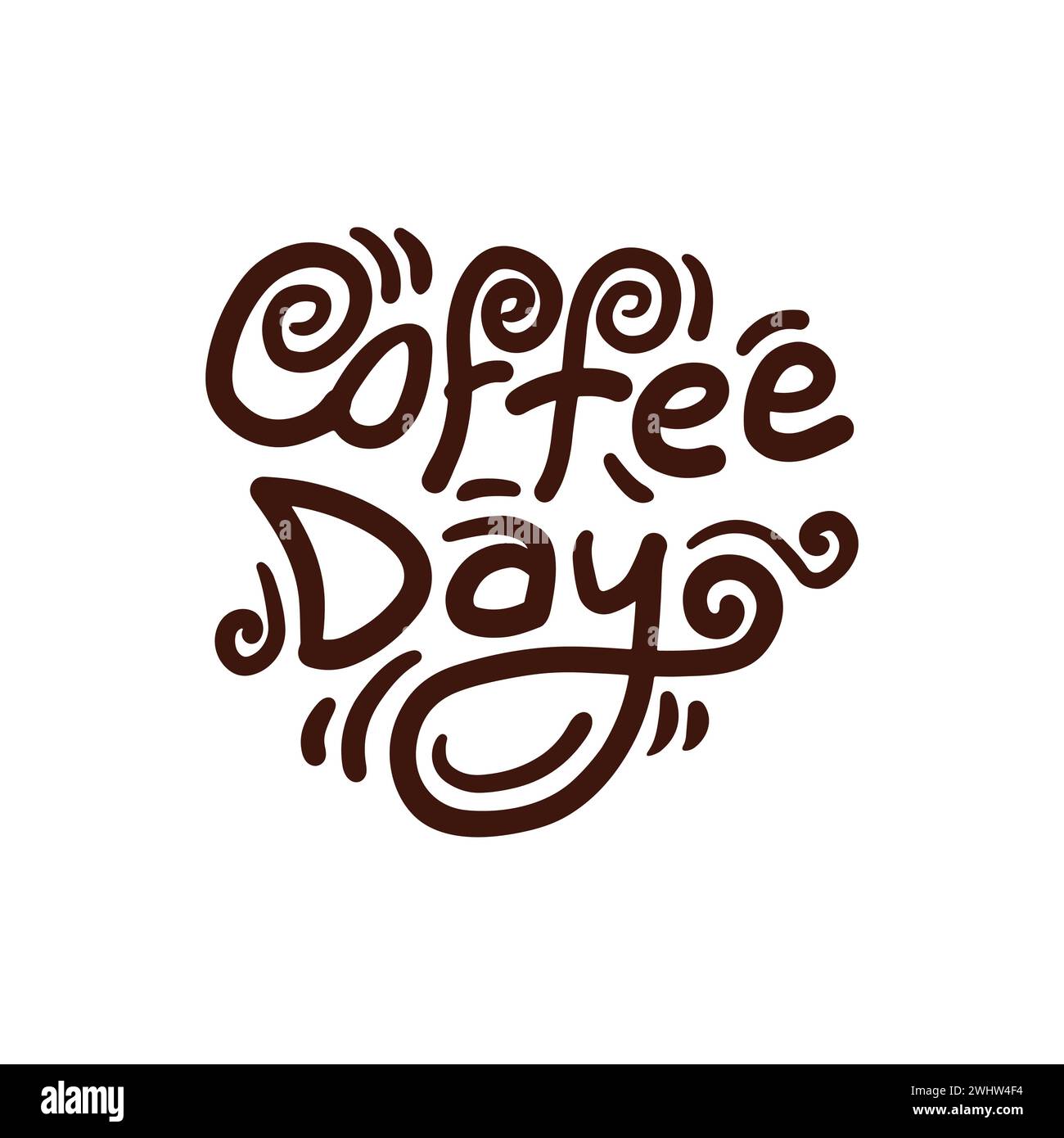 Illustration de lettrage vectoriel écrite à la main sur fond blanc pour célébrer la journée internationale du café 2023. Accueil typographique de la journée du café Illustration de Vecteur