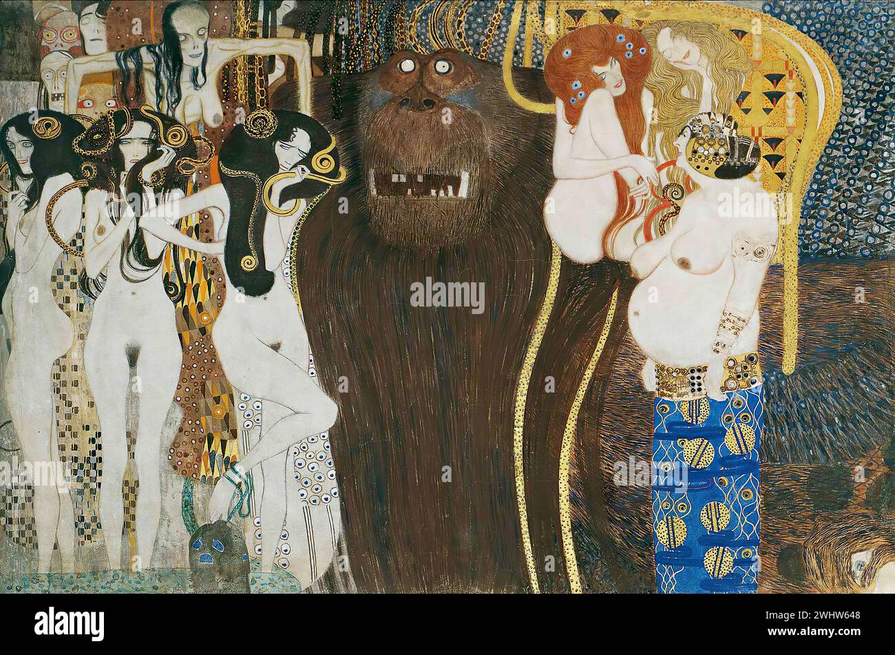 Gustav Klimt - les Forces du mal et les trois Gorgones, détail Banque D'Images