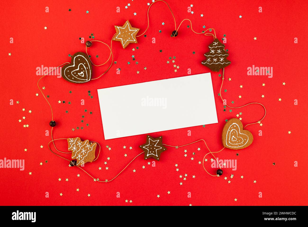 Modèle de carte postale de voeux de Noël avec paillettes Banque D'Images