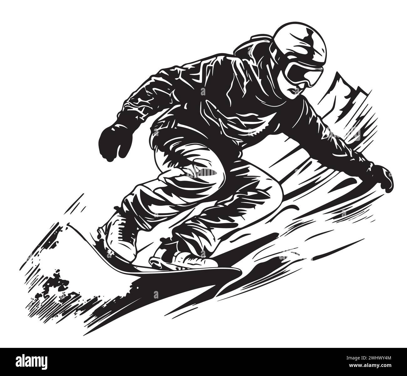 sports d'hiver, collection snowboard. Dessin à la main. Esquisse vectorielle de snowboardeur Illustration de Vecteur