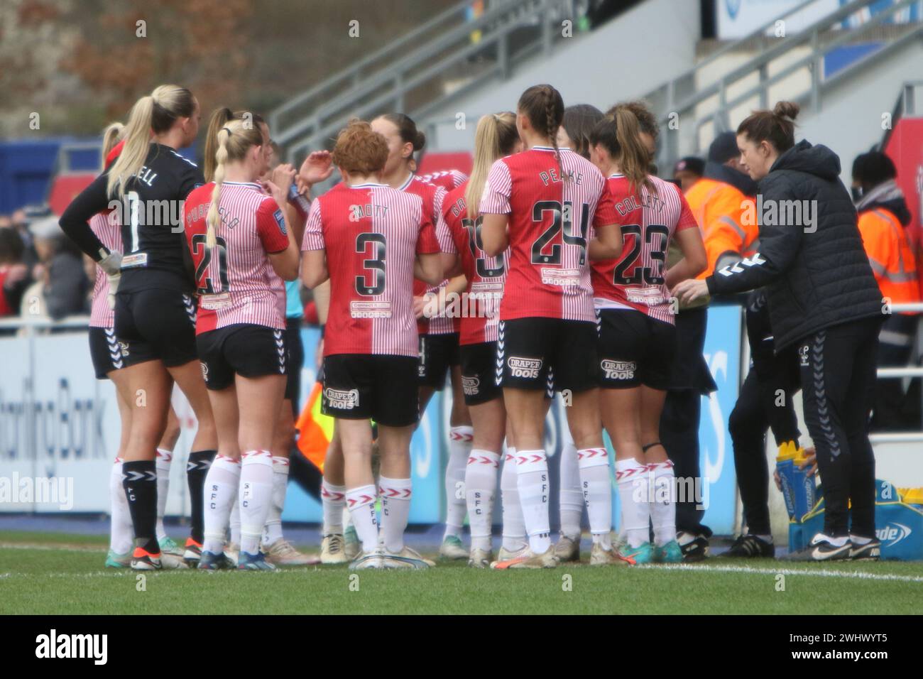 Team Talk Southampton FC Women v Manchester United Women's FA Cup Adobe Women au Silverlake Stadium Banque D'Images