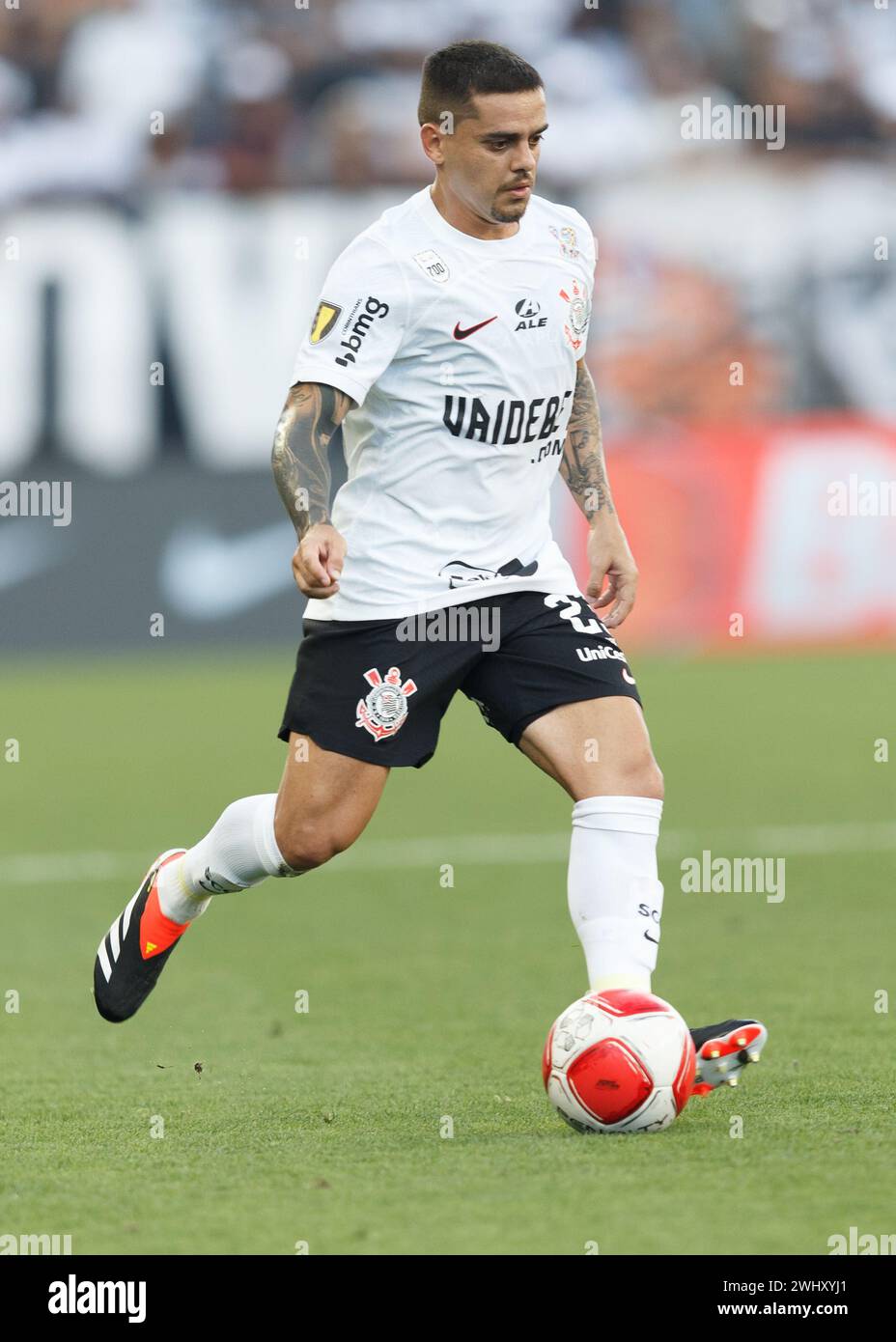 São Paulo Brésil. 11 février 2024. Fagner do Corinthians, lors d'un match entre Corinthians vs Portuguesa Desp, valable pour le 7ème tour du Pau Banque D'Images