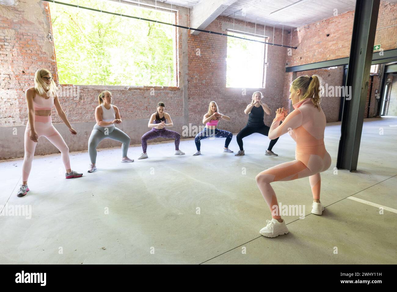 Séance d'entraînement féminine diversifiée Banque D'Images