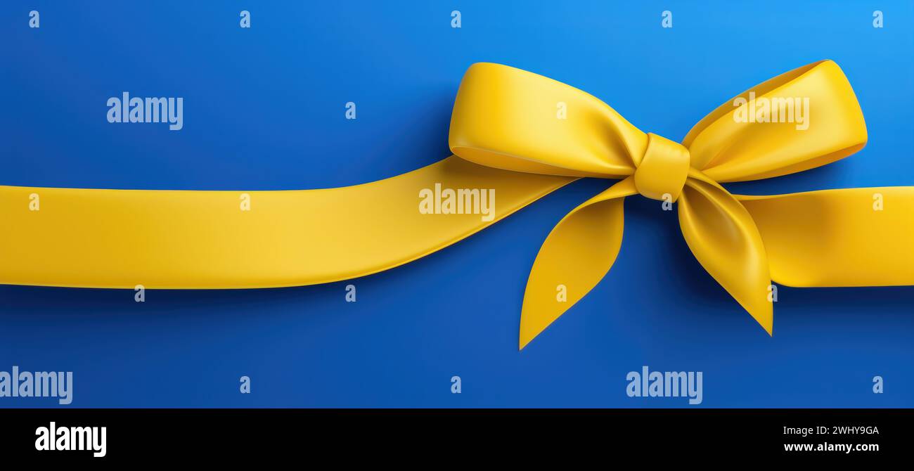 Fond bleu avec Bow Banque D'Images