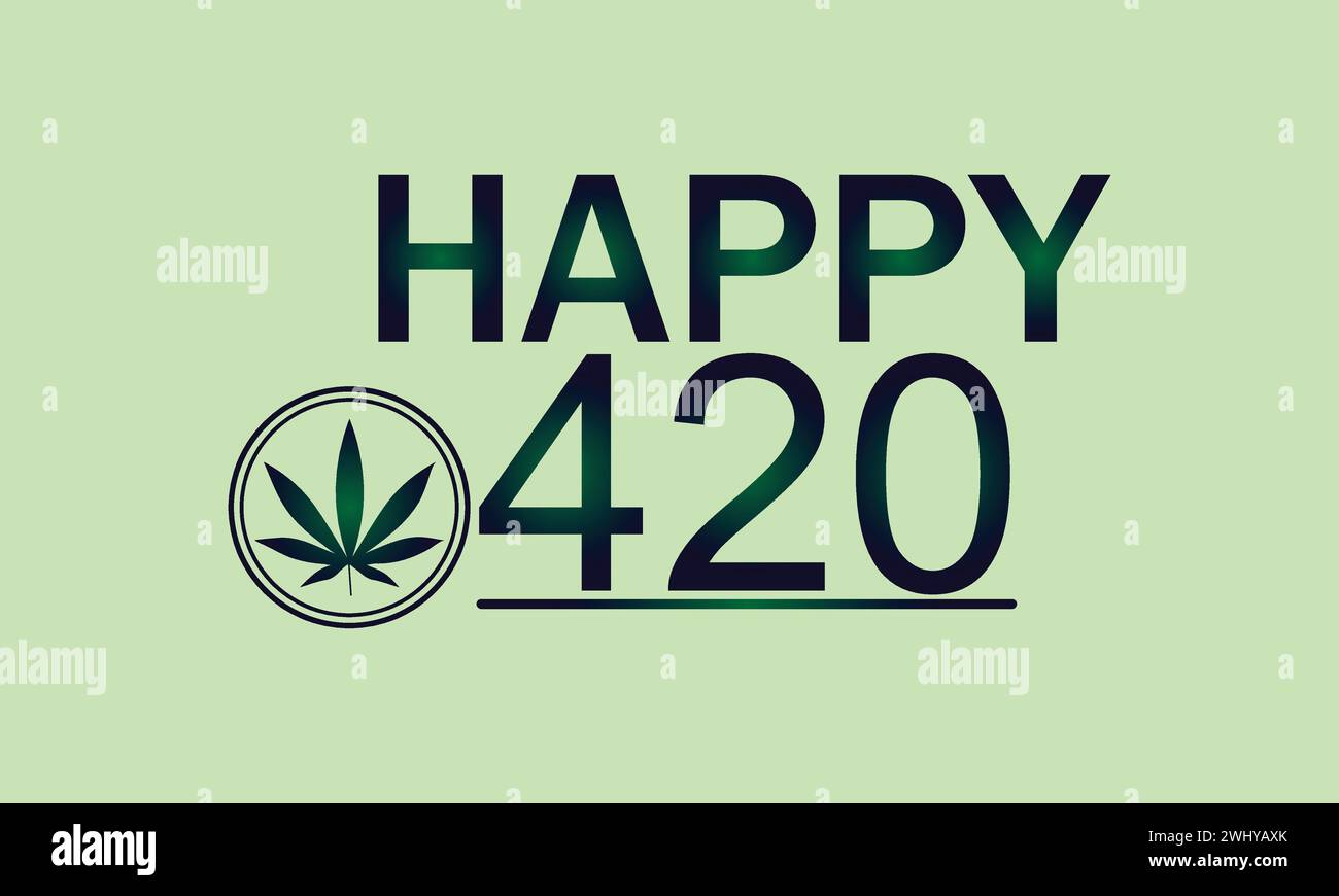 Happy 420 Design élégant d'illustration de texte Illustration de Vecteur