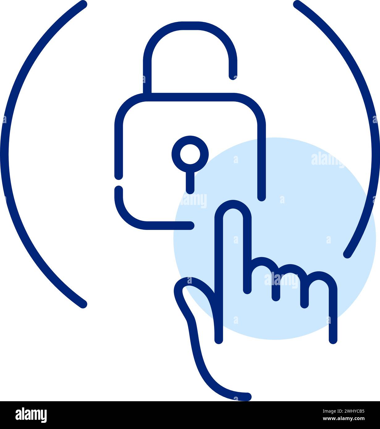 Serrure d'ouverture avec empreinte digitale. Pixel parfait, contour modifiable Illustration de Vecteur