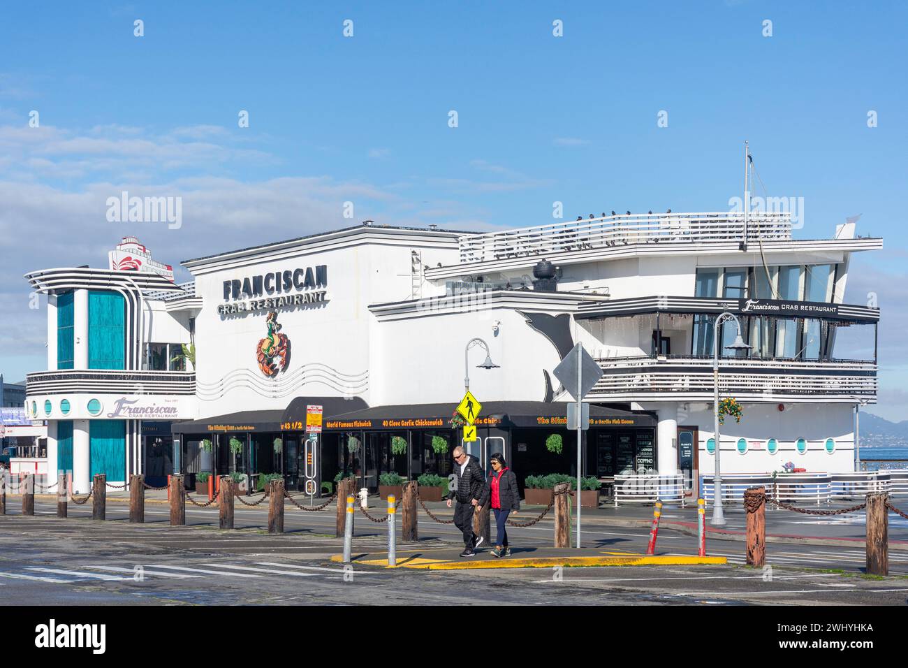Art déco Franciscan Crab Restaurant, The Embarcadero, Fisherman's Wharf, Fisherman's Wharf District, San Francisco, Californie, États-Unis Banque D'Images