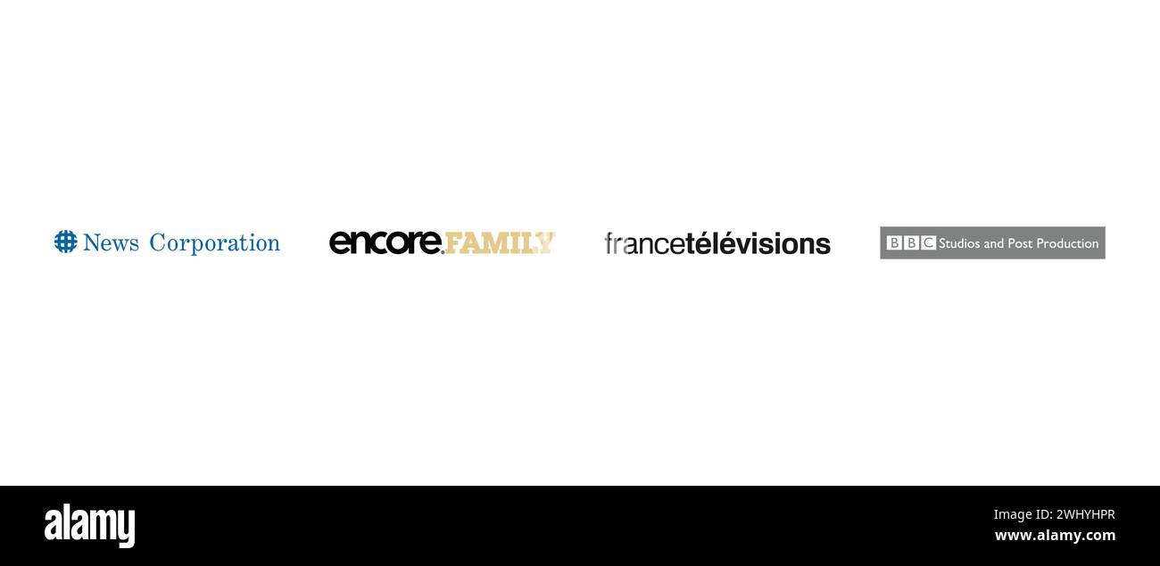 Encore Family, France Televisions, News Corporation, BBC Studios et Post-production. Illustration vectorielle, logo éditorial. Illustration de Vecteur