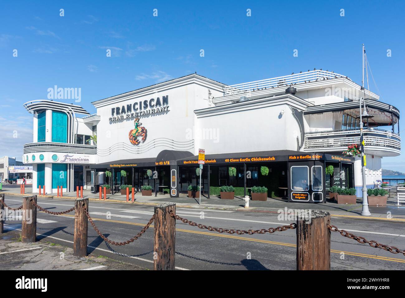 Art déco Franciscan Crab Restaurant, The Embarcadero, Fisherman's Wharf, Fisherman's Wharf District, San Francisco, Californie, États-Unis Banque D'Images