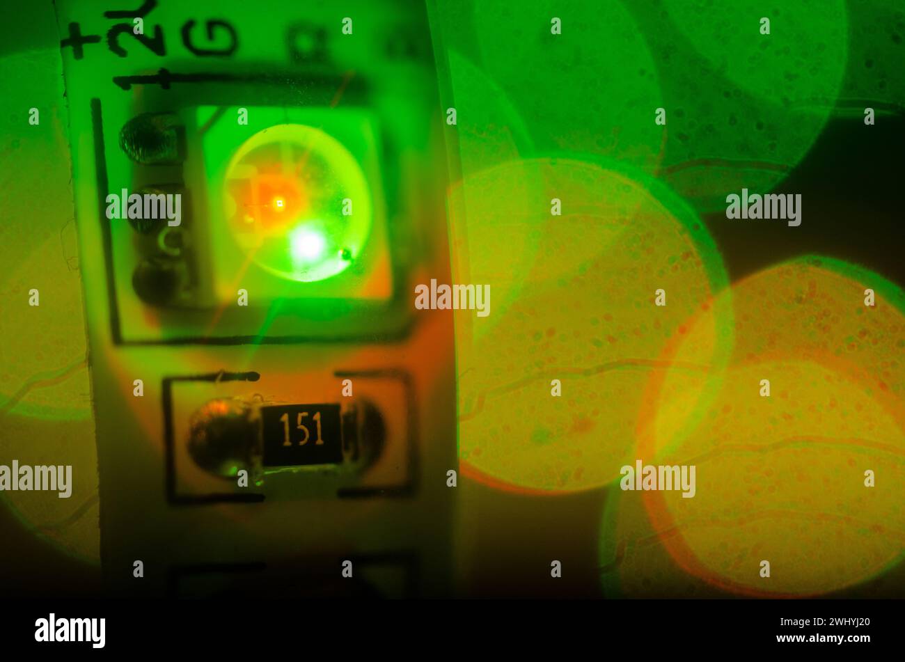 Macro, photo, multicolore, LED, lumière, diodes, industriel, production, fabrication, technologie, électronique, gros plan, composants Banque D'Images